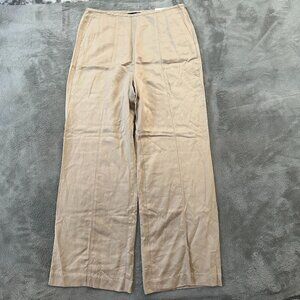 NWT Ann Taylor Linen Lyocell Wide Leg Khaki Pants Women's size 14
